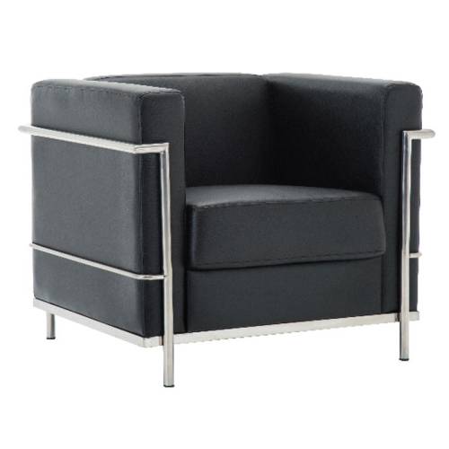GENOVA Πολυθρόνα Σαλονιού Καθιστικού, Inox - Pu Μαύρο Ε-00018711 Ε947,12