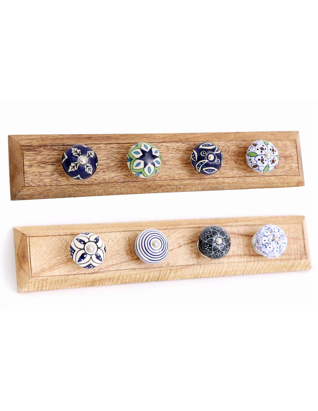 Κρεμάστρα ξύλιν.τοίχου Χ4 μπλε χρ.