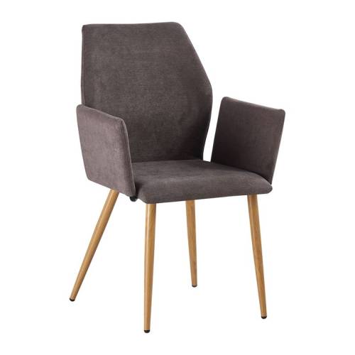 LETO Πολυθρόνα Τραπεζαρίας Κουζίνας, Μέταλλο Βαφή Φυσικό, Ύφασμα Grey Brown Ε-00019233 ΕΜ773,3