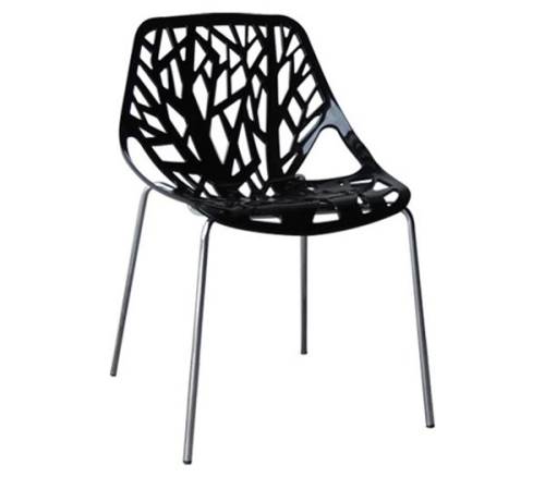 LINEA Καρέκλα Tραπεζαρίας Κουζίνας, Μέταλλο Χρώμιο  Πολυπροπυλένιο Μαύρο Ε-00020349 ΕΜ120,2W