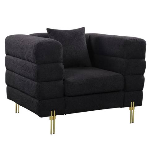 MORRIS Πολυθρόνα Σαλονιού - Καθιστικού, Ύφασμα Teddy Μαύρο Ε-00024533 Ε9600,12
