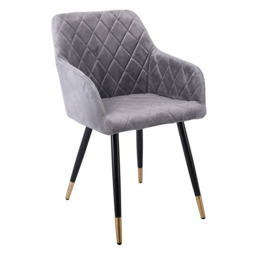 RENA Πολυθρόνα Μέταλλο Βαφή Μαύρο, Ύφασμα Velure, Απόχρωση Γκρι Ε-00024370 ΕΜ785,2