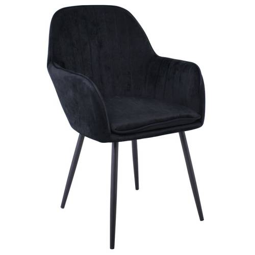 VALERY Πολυθρόνα Μέταλλο Βαφή Μαύρο, Ύφασμα Velure, Απόχρωση Μαύρο Ε-00023803 ΕΜ711,4