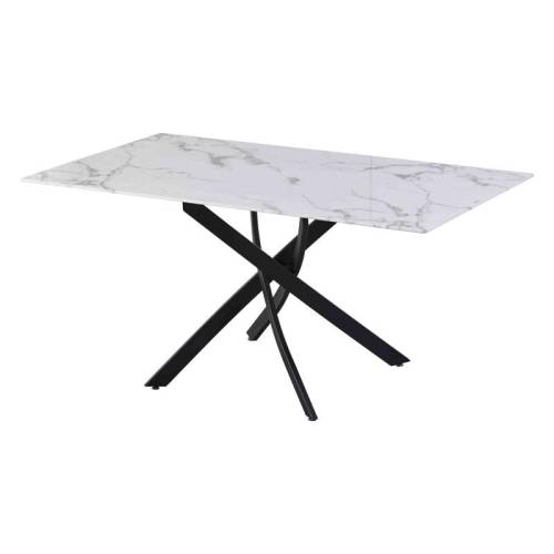 ΤΡΑΠΕΖΙ ΤΡΑΠΕΖΑΡΙΑΣ Fylliana 102 MARBLE ΜΕ ΜΑΥΡΑ ΜΕΤΑΛΛΙΚΑ ΠΟΔΙΑ 140x80x75εκ