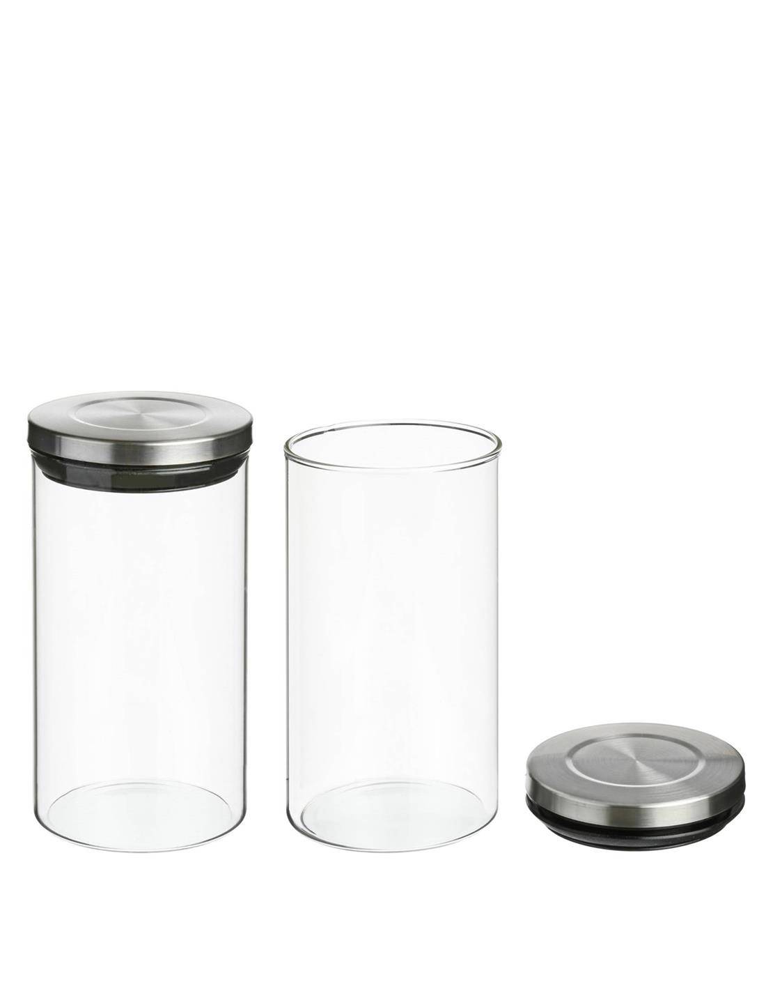 Δοχείο αποθ.γυαλ.με inox καπάκι 1lt 10X18