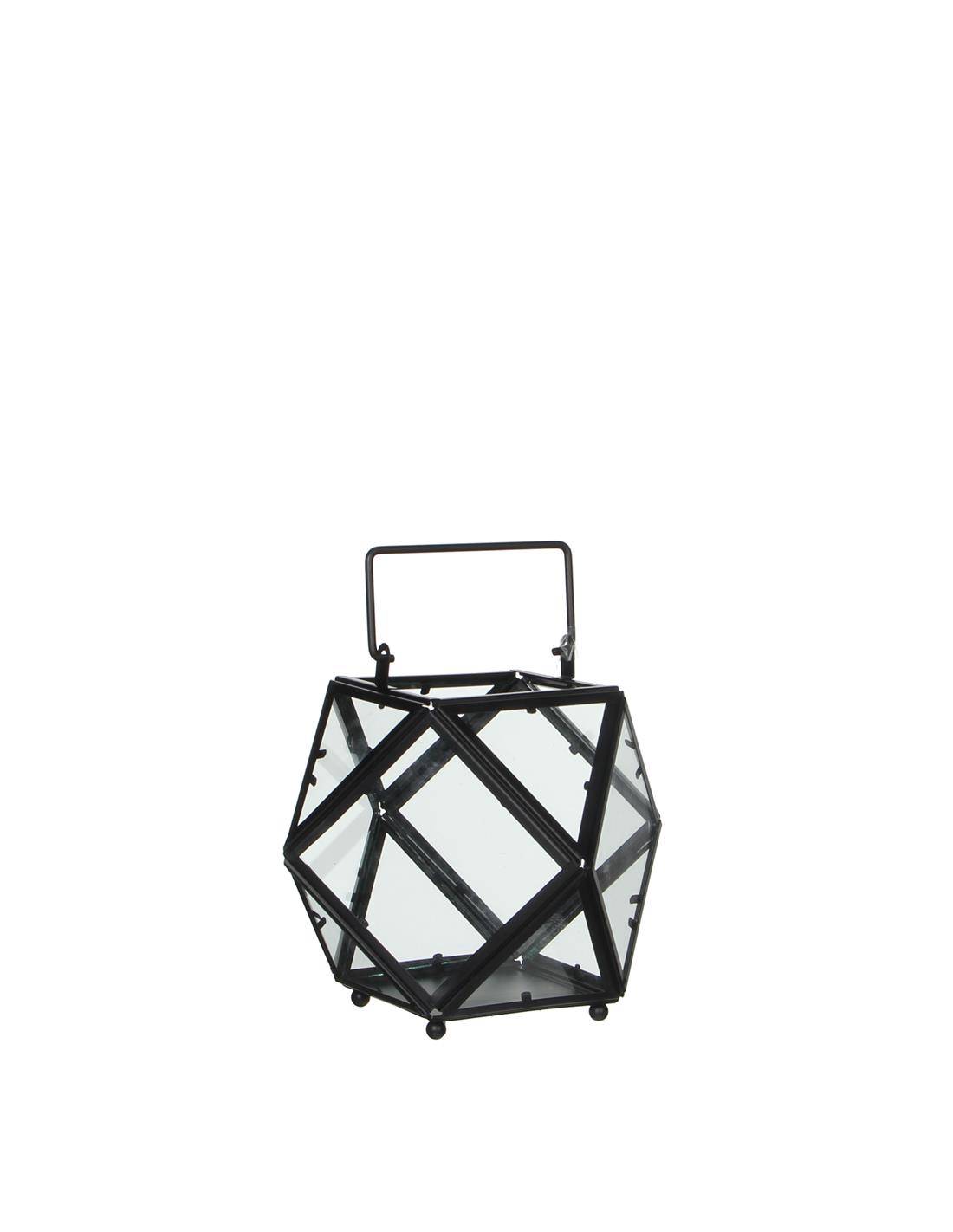 Φανάρι μεταλ.πολυγ.μαύρο 21Χ16