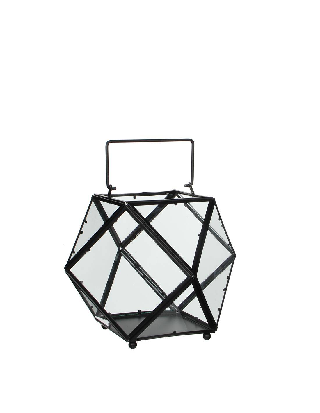 Φανάρι μεταλ.πολυγ.μαύρο 30Χ24