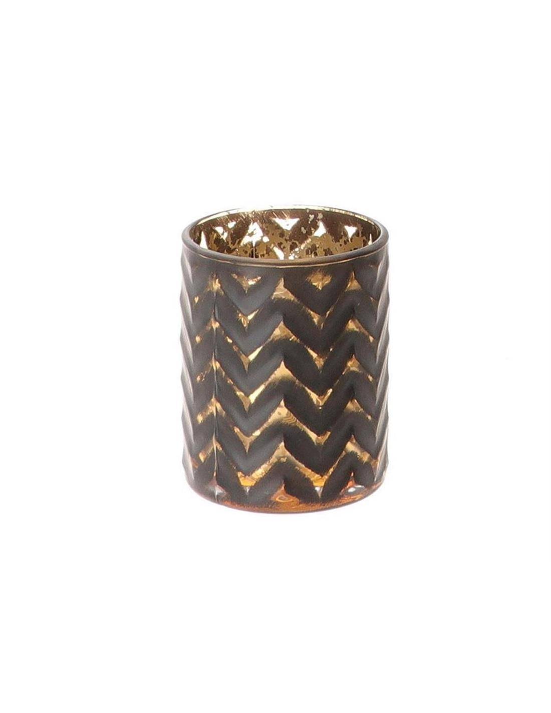 Κηροπήγιο γυαλ.wave μαύρο/χρυσό 10Χ12,5
