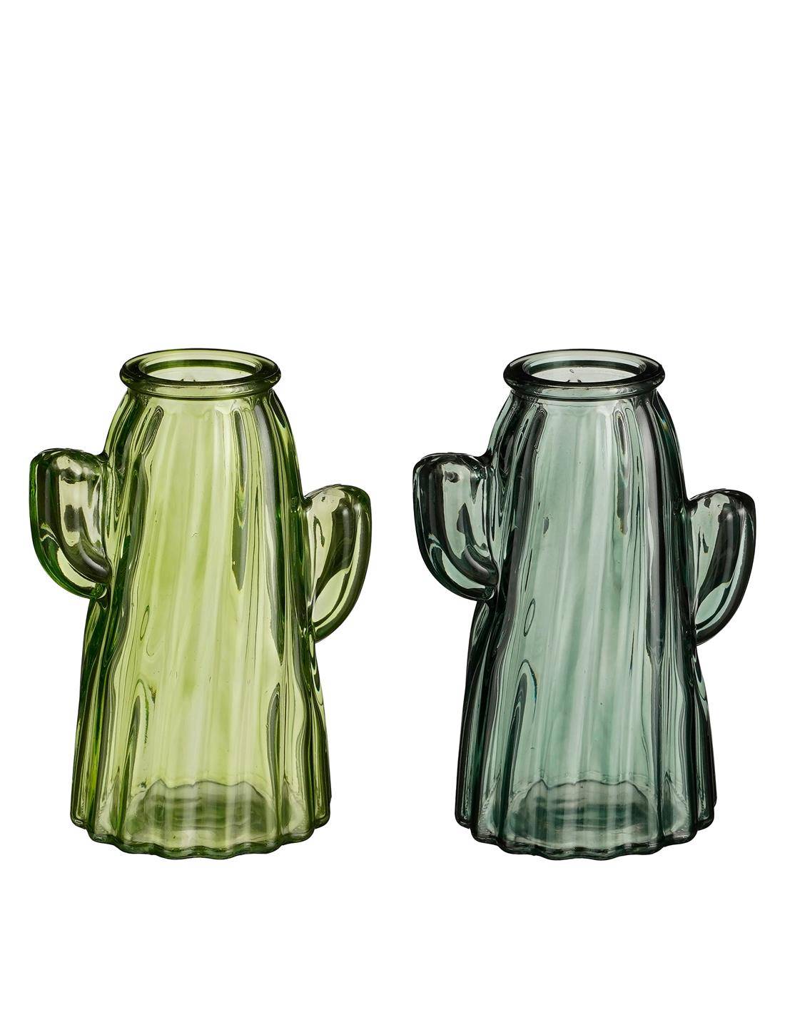 Βάζο γυαλ.κάκτος .2χρωμ. Η15cm