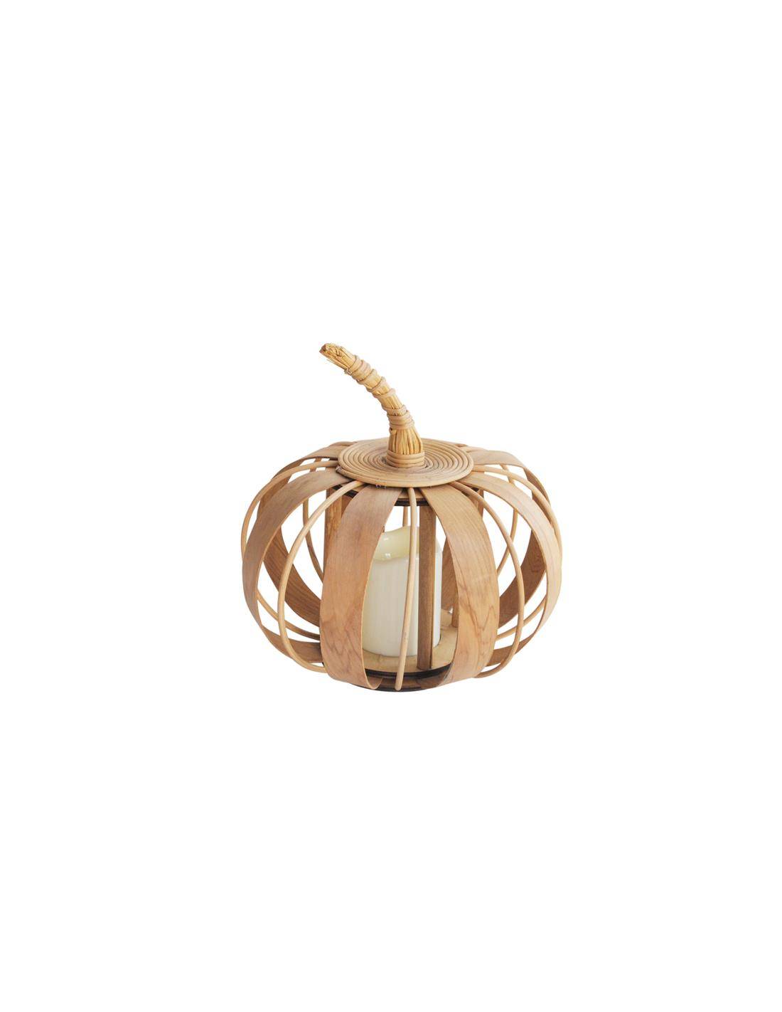 Φανάρι LED paulownia φυσικό σχ.κολοκύθα Φ27Η27CM