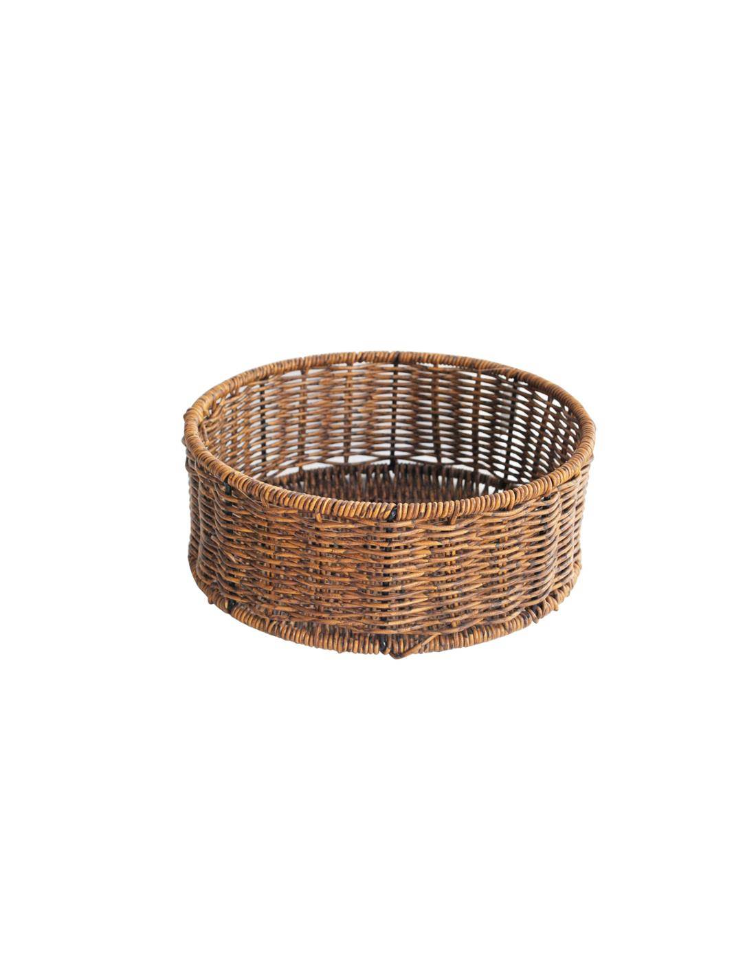 Καλάθι τεχνητό rattan καφε Φ25Χ9,5CM