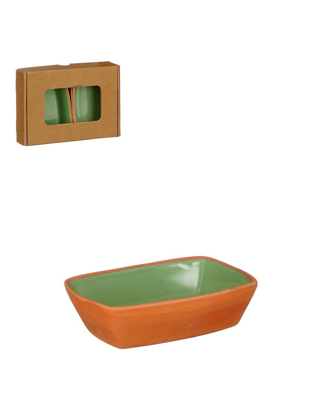 Μπωλ κεραμ.πορτοκαλί πράσινη επίστρωση13Χ9CM σ/2