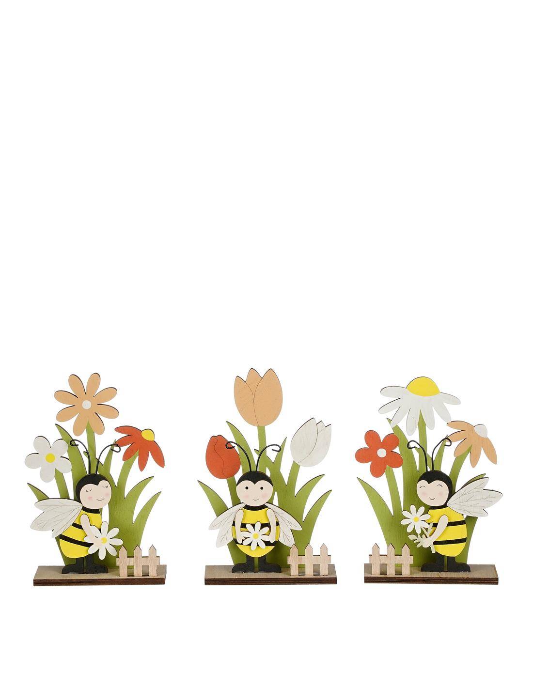 Πασχαλίτσα σε βάση με λουλουδια ξυλ.διακ.3σχ.12,5Χ19Χ5CM