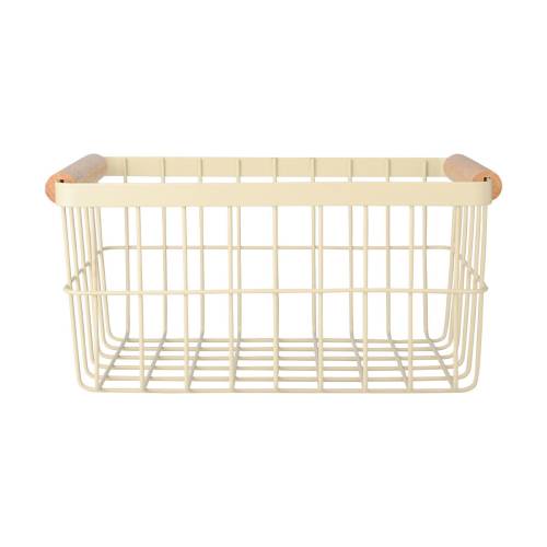 ESTIA ΚΑΛΑΘΙ ΟΡΓΑΝΩΣΗΣ ACACIA ΜΕΤΑΛΛΙΚΟ ΜΕ ΞΥΛΙΝΕΣ ΛΑΒΕΣ 28x20x14 IVORY