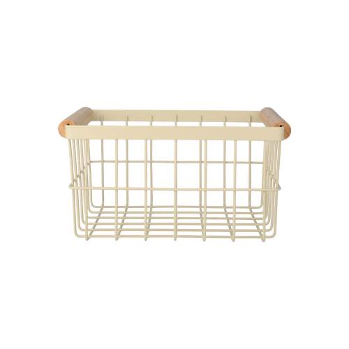 ESTIA ΚΑΛΑΘΙ ΟΡΓΑΝΩΣΗΣ ACACIA ΜΕΤΑΛΛΙΚΟ ΜΕ ΞΥΛΙΝΕΣ ΛΑΒΕΣ 24x18x13  IVORY
