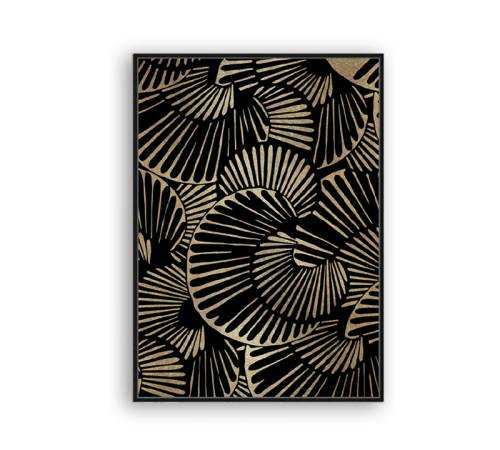 Πίνακας Φύλλα σε μαύρο/χρυσό,κορνίζα MDF,60x90cm PI322