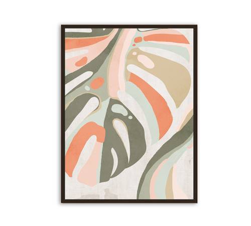 Πίνακας "Monstera" σε αποχρώσεις λαδί & πορτοκαλί,κορνίζα MDF,60x90cm PI327