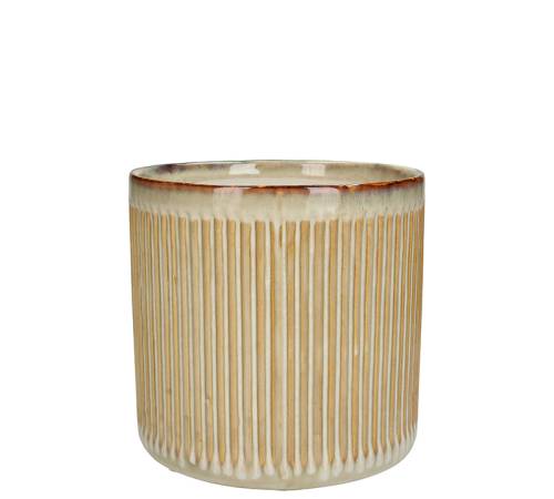 Κεραμικό κασπώ ριγέ, χρώμα άμμου,17.6cm XET-7873