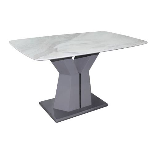 ROMAN Τραπέζι Τραπεζαρίας, Επιφάνεια Τεχνητό Μάρμαρο, Βάση Γκρι MDF Ε-00025101 Ε791,2