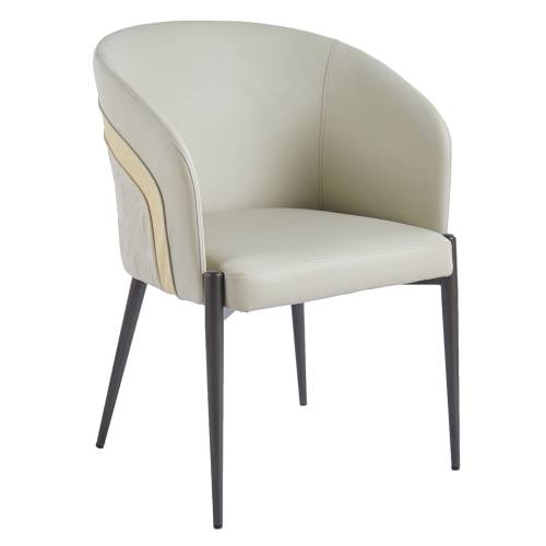 LENA Πολυθρόνα Μέταλλο Βαφή Μαύρο, Pu Ανοιχτό Γκρι Ε-00025191 ΕΜ178,1