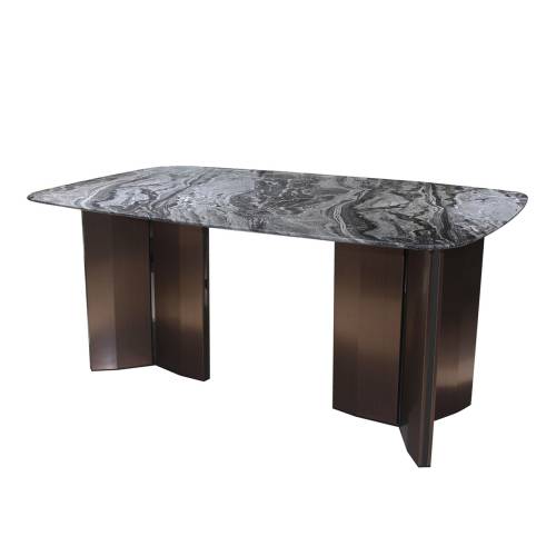 BARRY Τραπέζι Τραπεζαρίας, Επιφάνεια Μάρμαρο, Βάση Μέταλλο Απόχρωση Καρυδί Ε-00025227 ΕΜ782,2