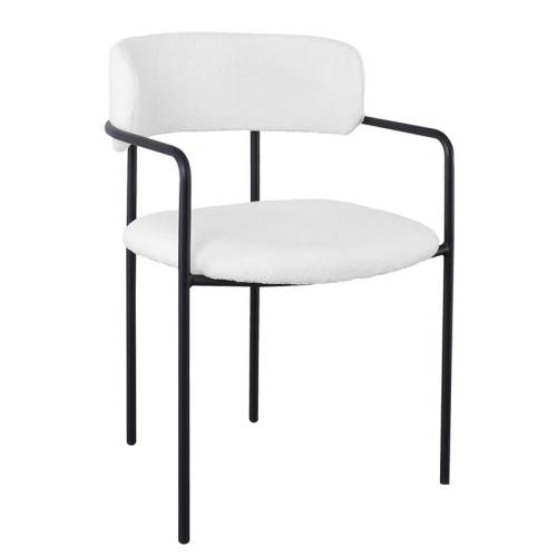 GILLAN Πολυθρόνα Μέταλλο Βαφή Μαύρο, Ύφασμα Teddy, Απόχρωση Άσπρο Ε-00024643 ΕΜ787,1