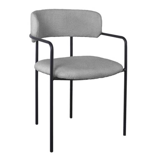 GILLAN Πολυθρόνα Μέταλλο Βαφή Μαύρο, Ύφασμα Teddy, Απόχρωση Γκρι Ε-00025040 ΕΜ787,2