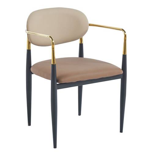 OLIVE Πολυθρόνα Μέταλλο Βαφή Μαύρο-Gold, Pu Εκρού-Cappuccino Ε-00025123 ΕΜ788,1