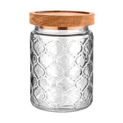 ESTIA ΔΟΧΕΙΟ ΑΠΟΘΗΚΕΥΣΗΣ ACACIA ΓΥΑΛΙΝΟ 700ml 14x10cm ΑΝΑΓΛΥΦΟ