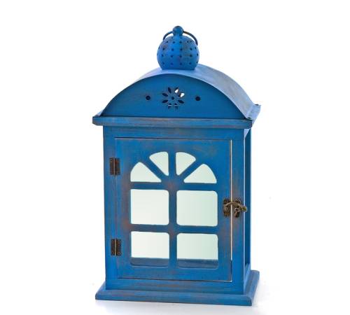 Ξύλινο Φανάρι  Aegean Blue χρ.,39cm HT226