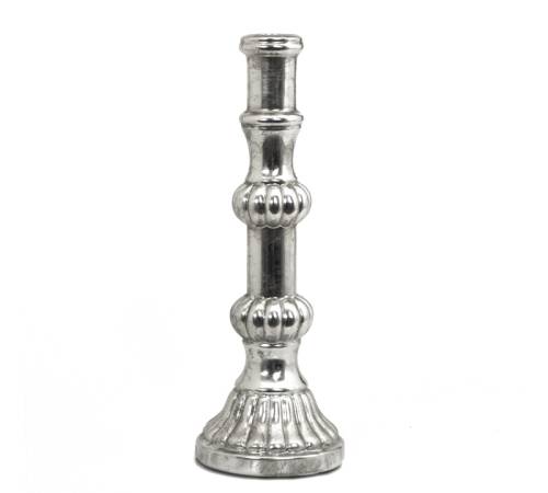 Κηροπήγιο σχ.μπουλ, με παλαιωμένο φινίρισμα ασημί, 35cm GA222
