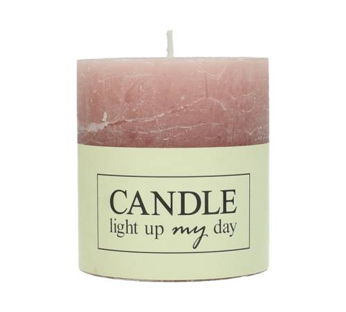 Κερί κορμός σαγρέ ροζ 7x7x7.5cm WER-0726