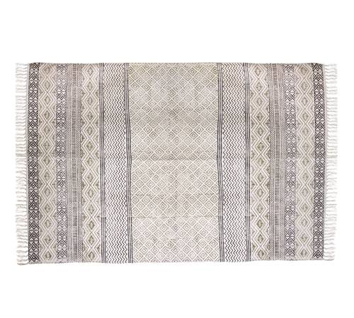 Χαλί Cotton "Block print" εκρού/γκρι,κρόσσια,120x180cm GK109