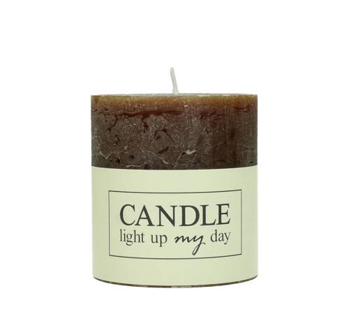 Κερί κορμός σαγρέ καφέ 7x7x7.5cm WER-0730