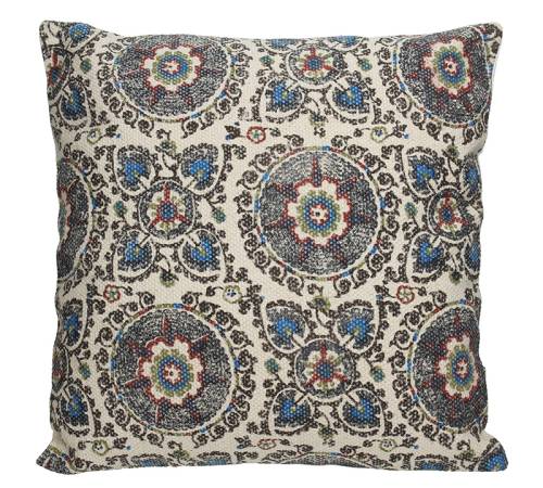 Μαξιλάρι cotton εκρού/μπλέ σχ."Nain", 50x50cm XET-7272