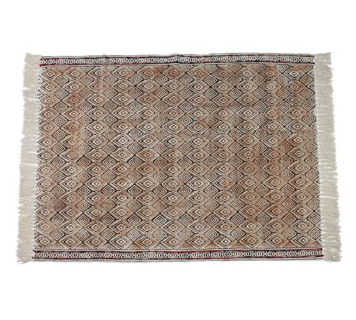 Χαλί cotton μπεζ/μαύρο tribal σχέδιο, 120x180cm XET-7271