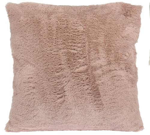 Μαξιλάρι συνθετική γούνα λαγού 2χρ.,ροζ&κρεμ,45x45cm MH423