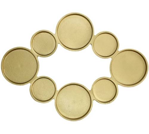 Οβάλ επιτραπέζια βάση αλουμινίου 8 κεριά χρυσή 30x45cm XET-6828