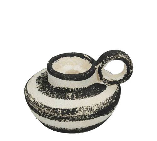 Κηροπήγιο κεραμικό σχ.λυχνάρι ριγέ μαύρο δ.15cm XET-8282