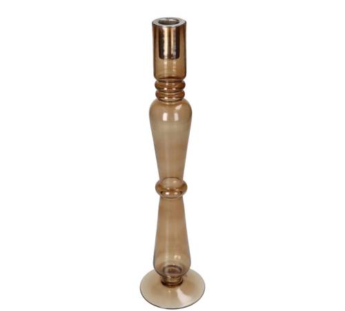 Γυάλινο κηροπήγιο σε καφέ χρ.,37cm XET-9435