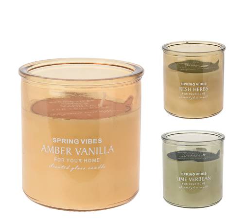 Κερί σε γυάλα, 3 αρώματα & χρώματα,10x10cm CA301