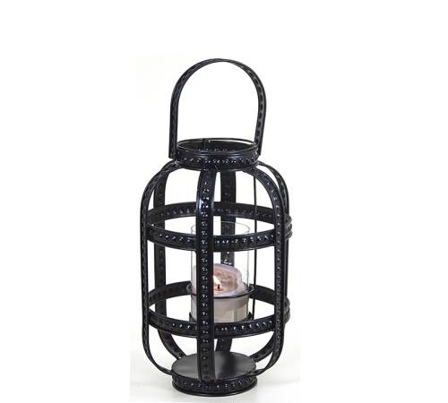 Vintage μαύρο σιδερένιο φανάρι σχ.οβάλ 32,5cm HT422-B