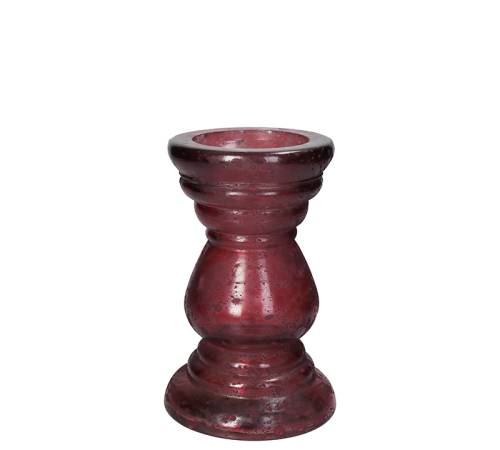 Κηροπήγιο από ανακυκλωμένο γυαλί,μπορντώ,19.5cm KAL-0938