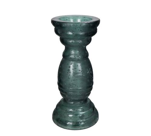 Κηροπήγιο από ανακυκλωμένο γυαλί,πετρόλ,27.5cm KAL-0943