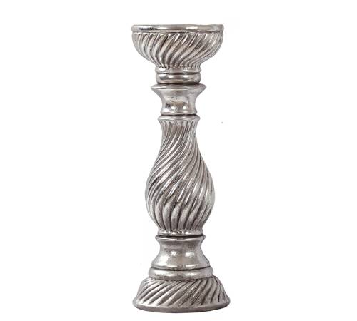 Κηροπήγιο στριφτό σχέδιο, αντ.ασημί 13.5x38.5cm GA294