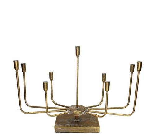 Κηροπήγιο 9 θέσεων, σε παραλ/μο σχήμα αντ.χρυσό,65cm XET-8537