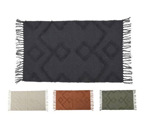 Χαλάκι cotton με ανάγλυφο σχδ.,σε 4 χρώματα,60x90cm HE328