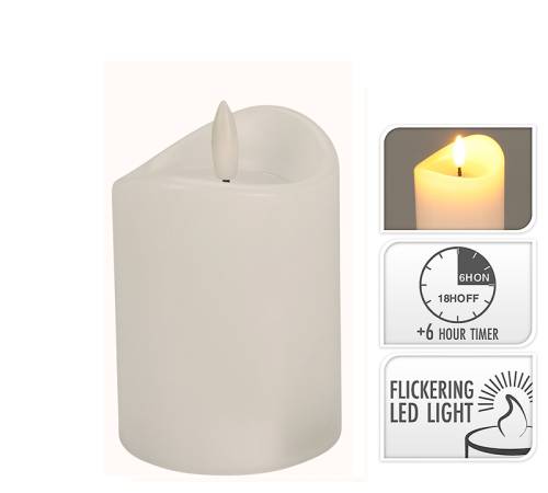Κερί LED με timer σε λευκό χρ., 7.5x10cm CA376