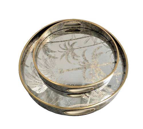 Σ/2 Στρογγυλοί δίσκοι"Palm"με καθρέπτη 37/45cm HE410