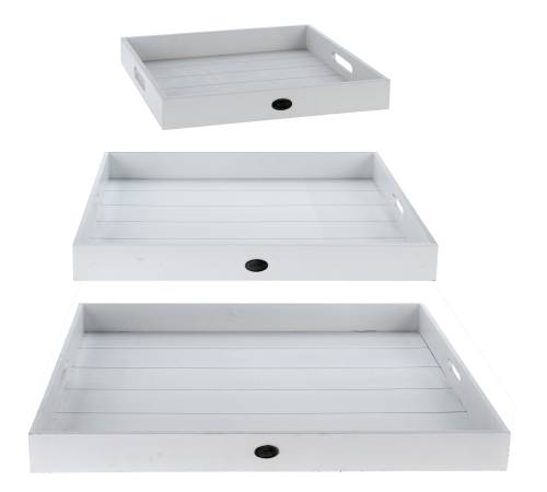 Ξύλινοι δίκοι Σετ 3τεμ.σε λευκό χρ.,34/48/58cm HE502